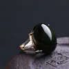 Bague en obsidienne naturelle en argent Sterling, pierre d'oeil de chat vert, bague de mosaïque, en cristal, Simple, vente en gros, bijoux cadeau, modèle S925 ► Photo 3/4