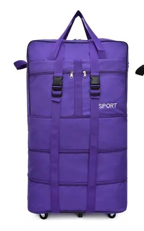 Purple-2 Сумка с воздушной проверкой, большая емкость для учебы за рубежом, путешествий, универсальная складная сумка для хранения багажа, сумка для хранения на колесиках - Цвет: Purple-2