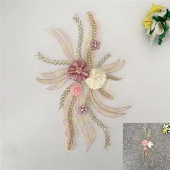 

New arrive 3D flower Embroidery Applique Sequins Lace Collar DIY Sewing Lace Neckline Fabric Dresses Accessories Scrapbooking