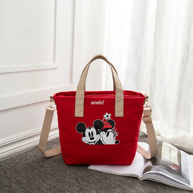 Дисней Микки Маус леди холст сумка на плечо мультфильм Мода Сумочка Минни Женская сумочка-мессенджер для шопинга - Цвет: Красный