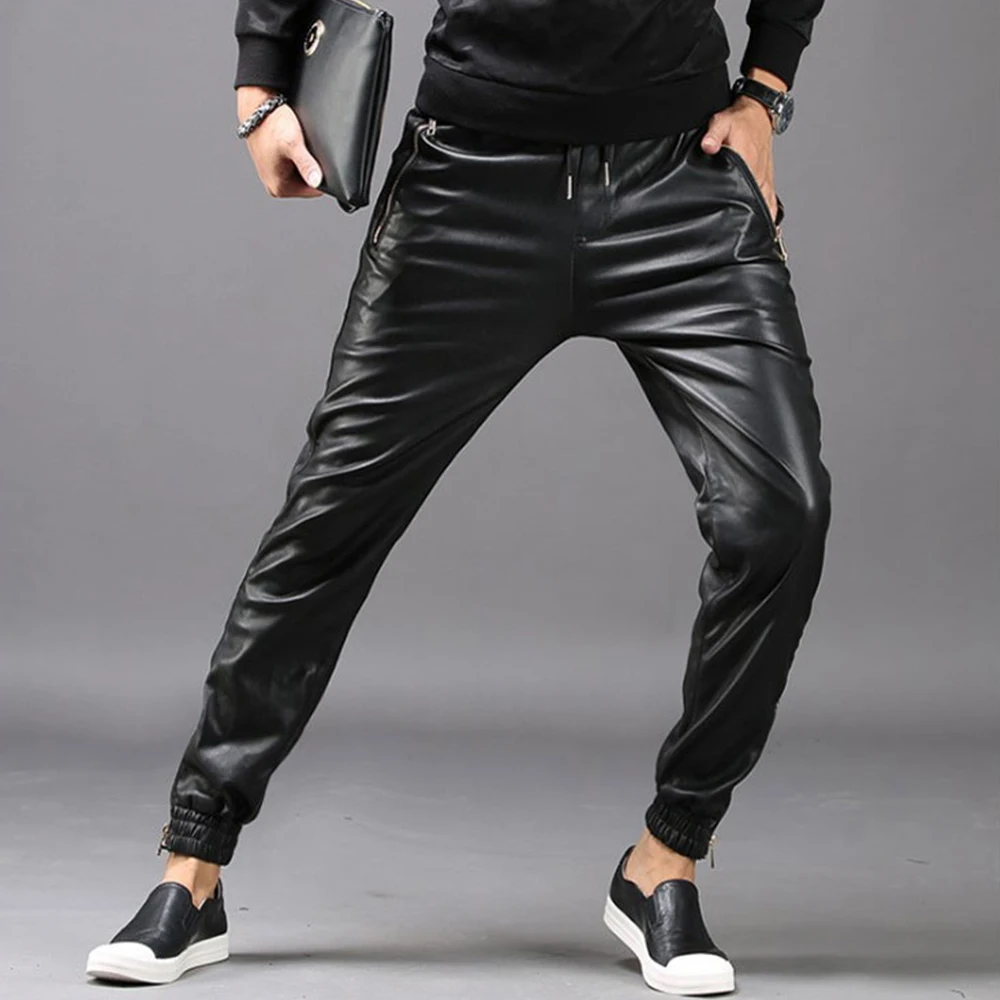 Faux-Leather Elastic-Waist Pants – MotionKiller