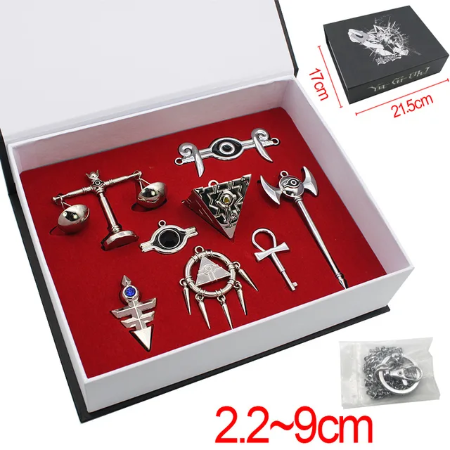 Millennium Puzzle Badge Ring Keychain Necklace Pendant 8pcs Set Yu-Gi-Oh Box