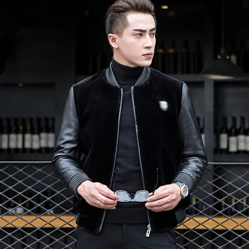 

Mens Jacket Leather Black Winter Autumn Stand Collar Bomber Jacket Faux Leather Fur Coat Men Fashion Casual Clothes 2020 Male