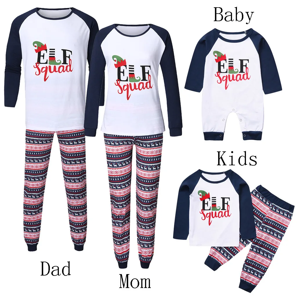 Семейные рождественские пижамы для мальчиков и девочек, одежда для сна, комплект одежды для сна, комбинезон осень-зима, костюм для родителей и детей, M850 - Цвет: WH