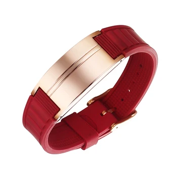 

Mens Magnetic Therapy Bracelet Health Care Jewelry Custom Engraved Name Logo Hematite Wristband Silicone Lettering Wrist Band