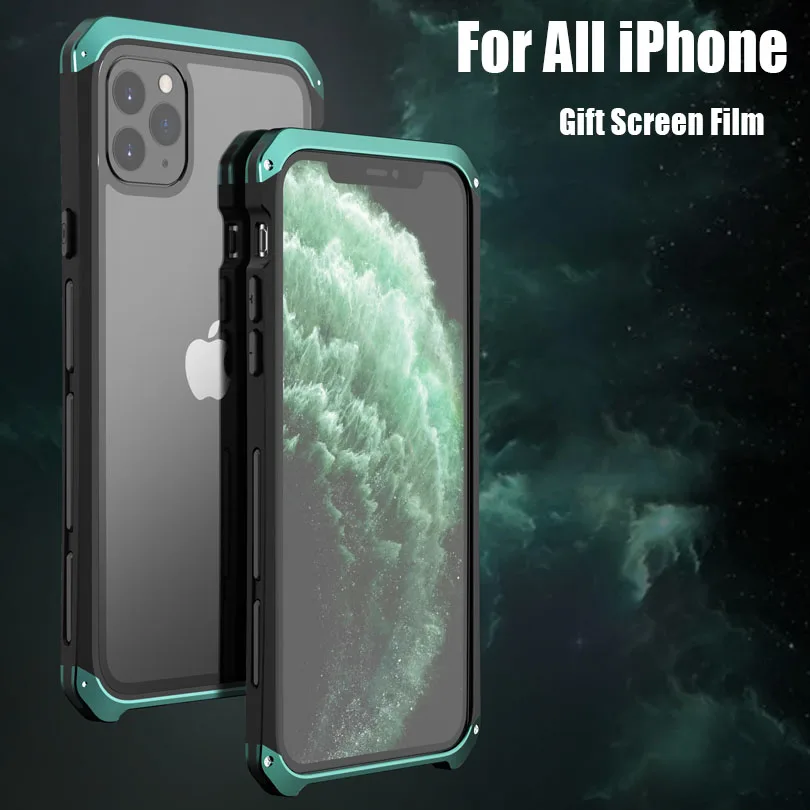 For Iphone 11 Pro Max 11 Luxury Aluminum Metal Frame 9h Glass Back Cover Case For Iphone Xr Xs Max 7 8 Plus Ip111 Phone Case Covers Aliexpress