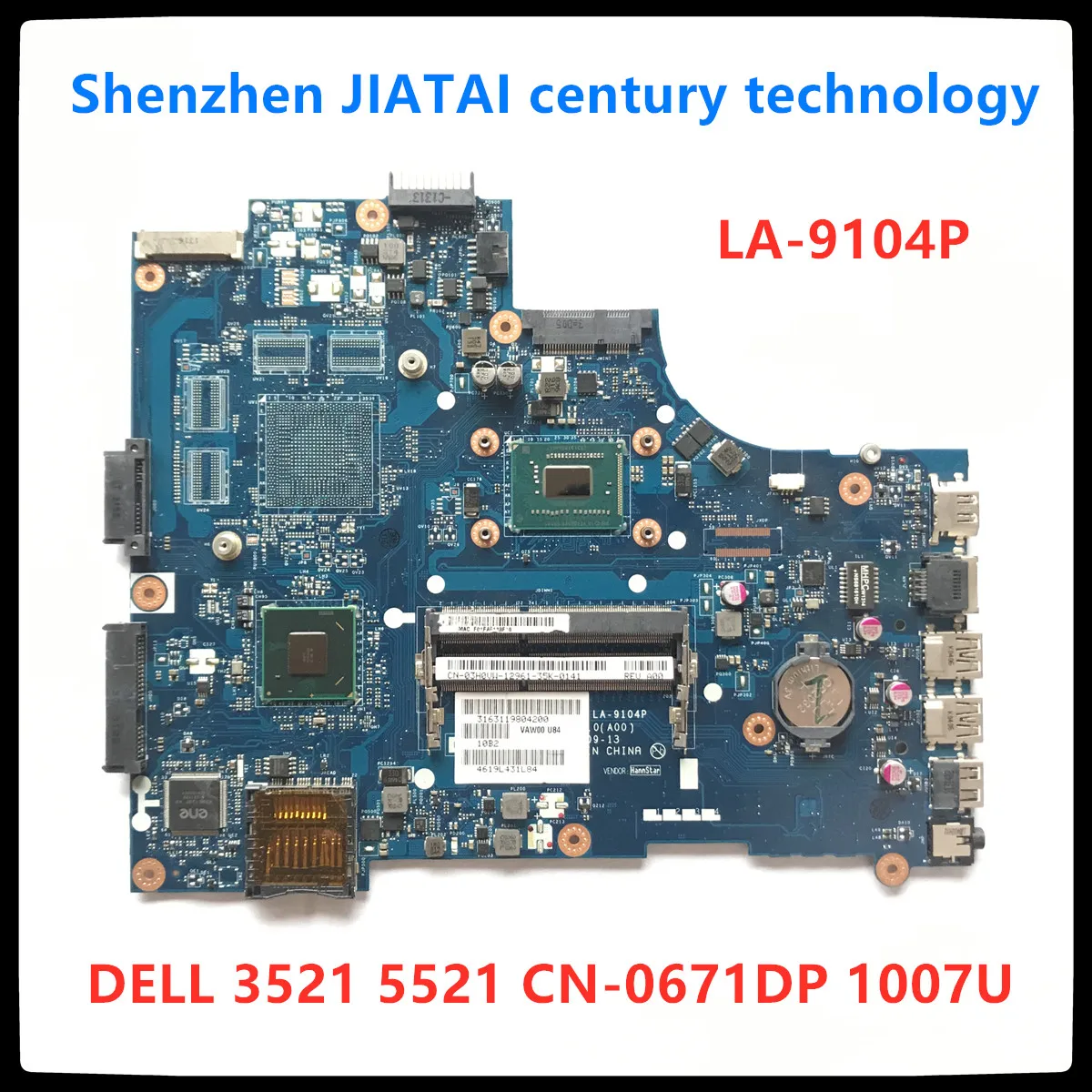 

LA-9104P Laptop motherboard for DELL Inspirion 15R 3521 5521 1007U PC Mainboard CN-0671DP 0671DP VAW00 LA-9104P full tesed DDR3