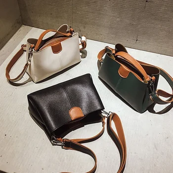 

Retro Women's Messenger Bag Fashion PU Leather Luxury Elegant Shoulder Bag Casual Contrast Color Handbag