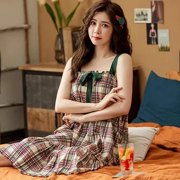 

2020 Summer 3XL Cotton Nightdress For Women Can wear Outside Nightgown Sleepwear Female Lounge Women Indoor Clothing Home Dress