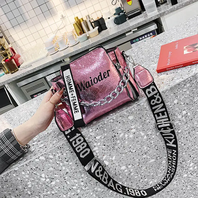 

Over Shoulder Chains Phone Flap Female Small Square Pack Luxury Luminous Designer Women Bag Fashion Party Temperament Girls Tote