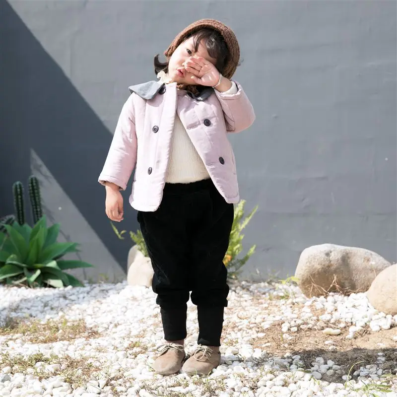 

Children 2019 Winter South Korea Small Umbrella Original Ruffled Collar Mixed Colors Thin Cotton-padded Clothes Girls Double Bre