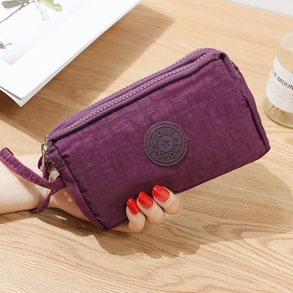 

2020 Fashion Womens Solid 3 Layer Canvas Phone Bag Short Wallet Three-Layer Zipper Coin Card Key Purse fast shipping