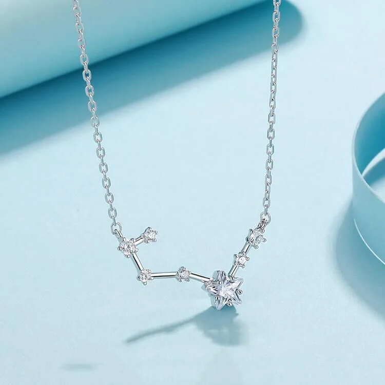 

New Trendy Big Dipper Star Pendant Necklace for Women Dazzling Micro Zircon Short Choker Clavicle Chain Necklaces