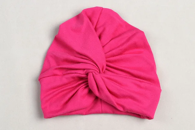 Cute Cotton Blend Baby Turban Hat Newborn Beanie Caps Kids Girls Headwear Infant Toddler Shower Hat Birthday Gift Photo Props 1baby hotpink