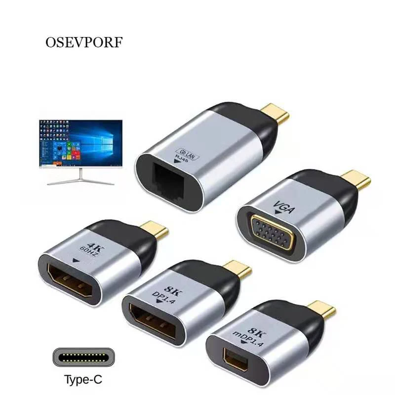 Переходник с Type-C на HDMI видеоадаптер для VGA/8K DP/RJ45/8K Mini DP Macbook проектор ТВ 3D PS 3 4 |
