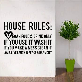 

Wall Sticker For Wall Chimp Vegan House Rules Quote Home Decoration Vinyl Decor Art Shop Decal WL1057