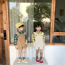 Новое поступление, вельветовый комбинезон для мальчиков и девочек Весенние длинные штаны для маленьких детей От 2 до 7 лет