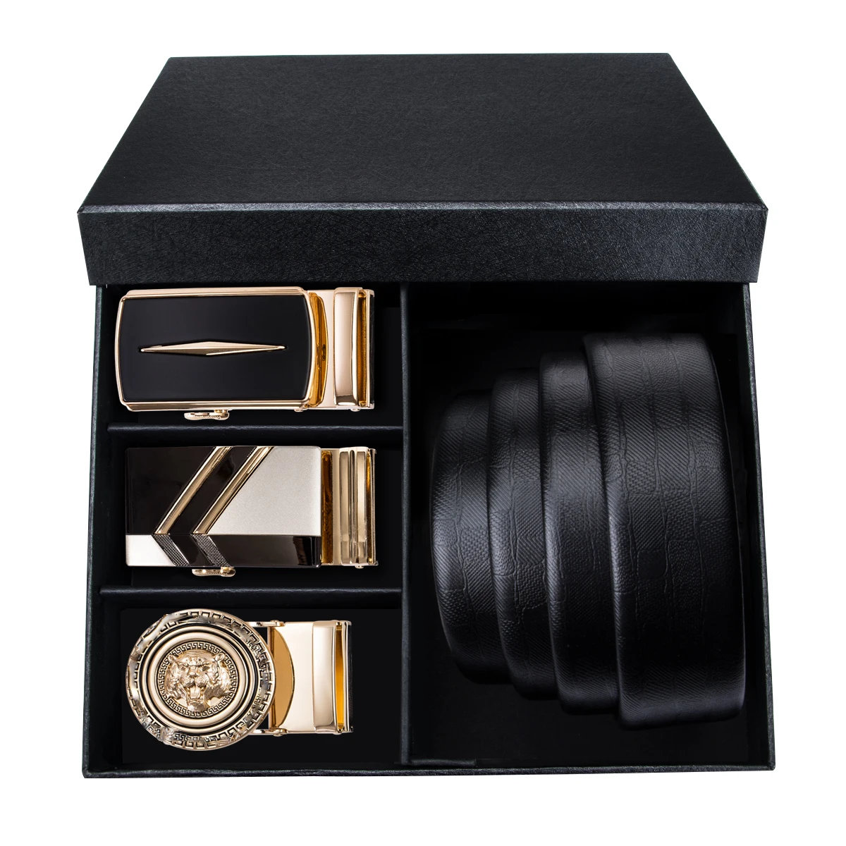 

Famous Brand Buckles Belt for men Luxury Box Belt Men Quality Genuine Leather Black Belt & fashoin gold buckles Men's male belt