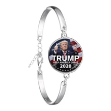Коллекция Дональд Трамп, стеклянный браслет из кабошона, флаг США, удерживает Америку, большой 3D принт, цепь, браслет Jewrlry