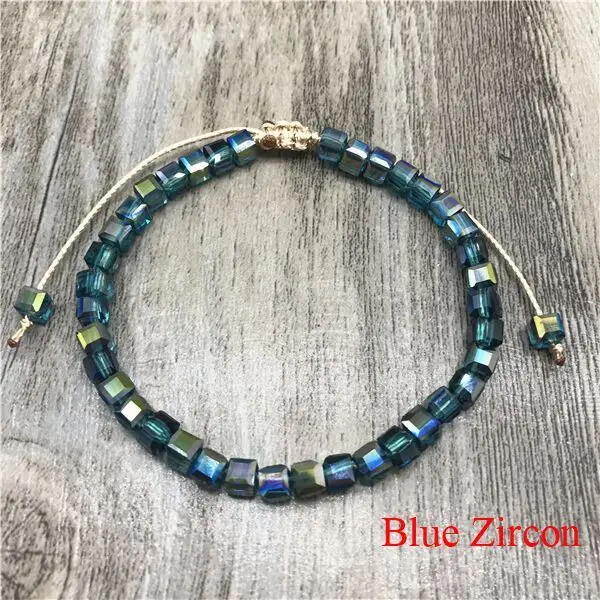 Квадратный Кристальный бисерный браслет из ярких бусин для женщин богемный консервативный стиль - Окраска металла: Blue Zircon