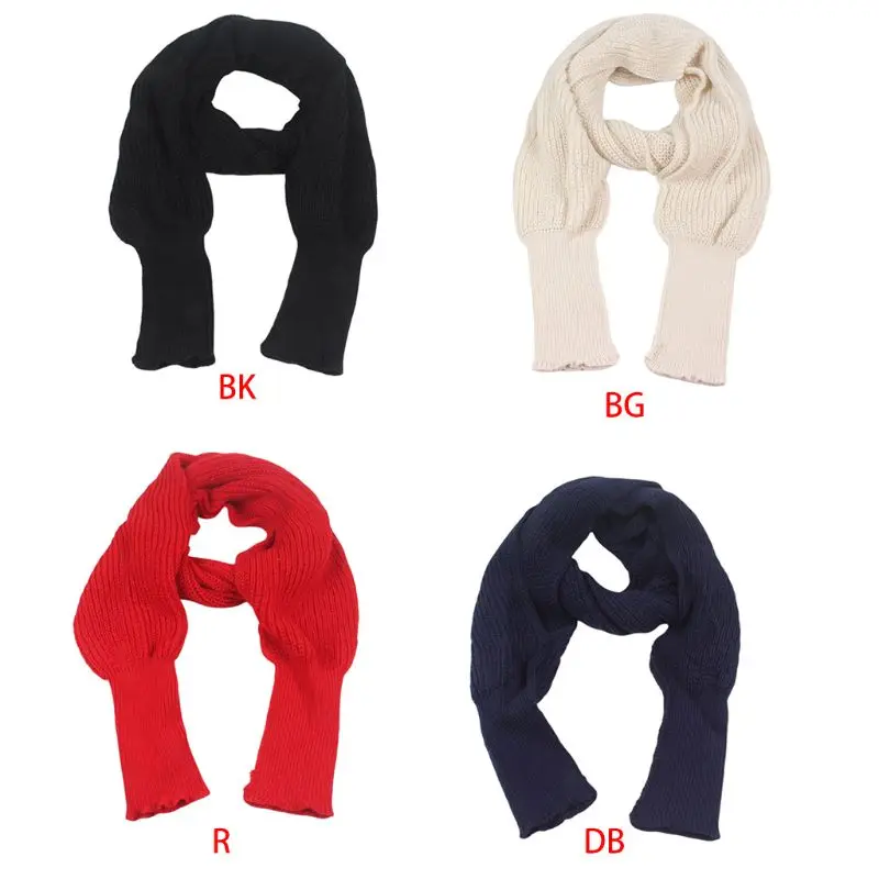 Унисекс зимняя теплая вязаная накидка пончо шарф крючком длинная шаль накидка с рукавом 40JF