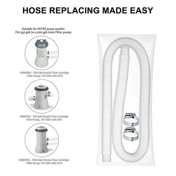 

1.25 Inch Diameter Accessory Swimming Pool Pump Replacement Hose 59 Inch Long Swimming Pool Replacement Hose Swimming Pool Pump