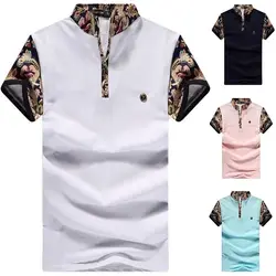 ZOGAA/Летняя мужская футболка с коротким рукавом, модная цветная футболка с воротником-стойкой, с коротким рукавом, для мужчин, в Корейском