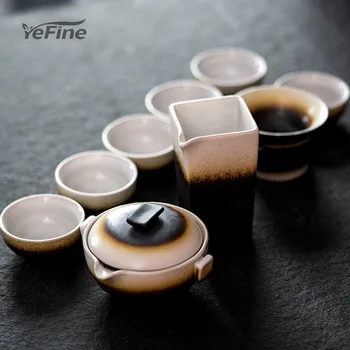 

YeFine Coarse Pottery Tea Set With A Pot And Two Cups Set