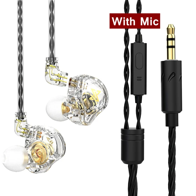 QKZ AK6 MAX Earphones Professional-grade In-Ear Monitor Dual-magnet Driver HIFI Bass Noise Cancelling Earbuds Headset White With Mic