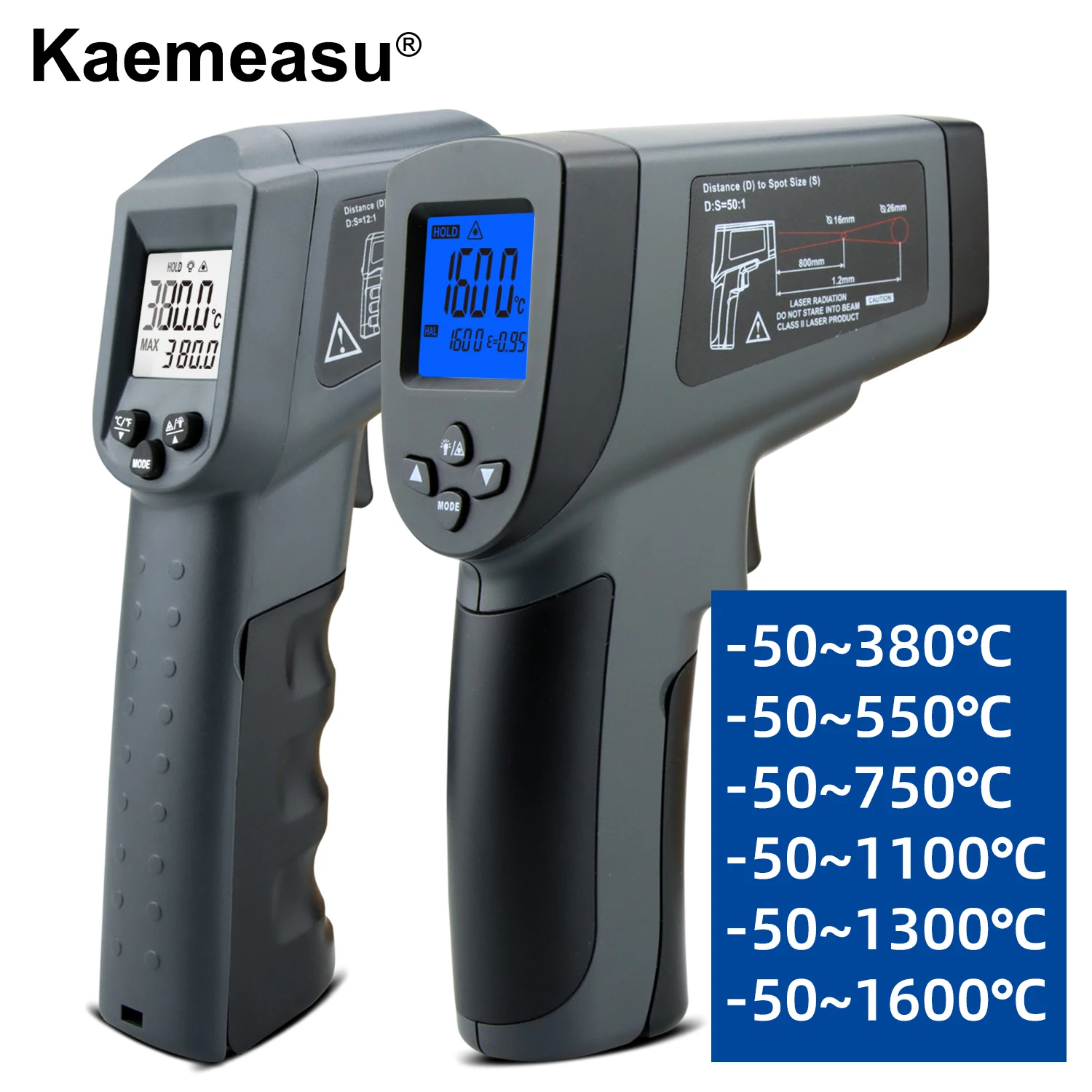 Digital Infrared Thermometer Laser Temperature Meter -50℃~1600℃ Non Contact Thermometer Infrared Laser Pyrometer Gun