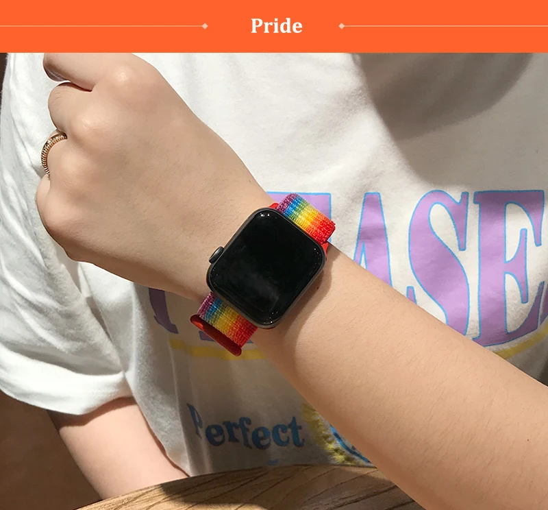 Ремешок для наручных часов Apple Watch Series 5/4/3/2/1 38 мм 42 мм мягкий нейлон дышащий сменный ремешок Спортивные петли для наручных часов iwatch серии 40 мм 44 мм