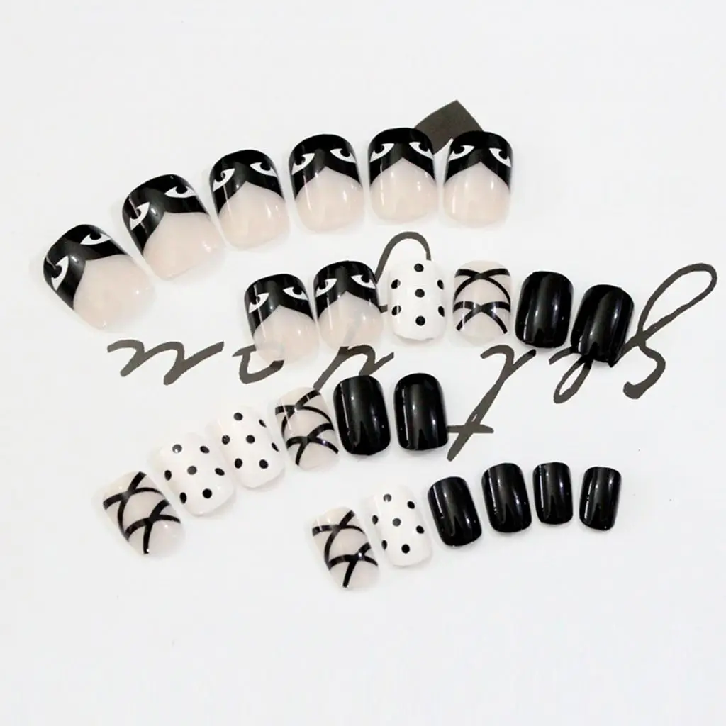 24 шт. Короткие квадратные накладные ногти из акрила для женщин и девочек