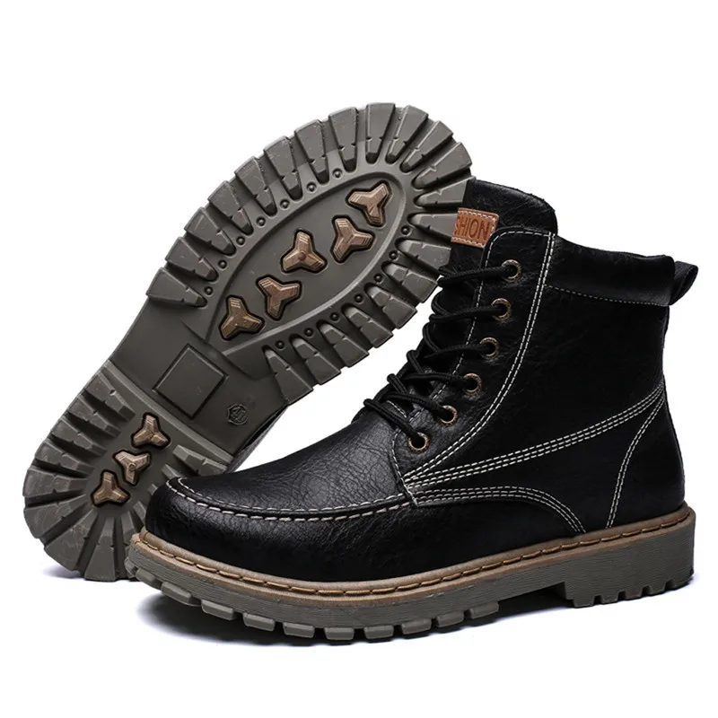 Zapatos De Hombre Mocasines/зимние рабочие ботинки для мужчин; большое плюшевое теплое обувь; Мужские Винтажные кожаные ботинки; нескользящая защитная обувь; 6