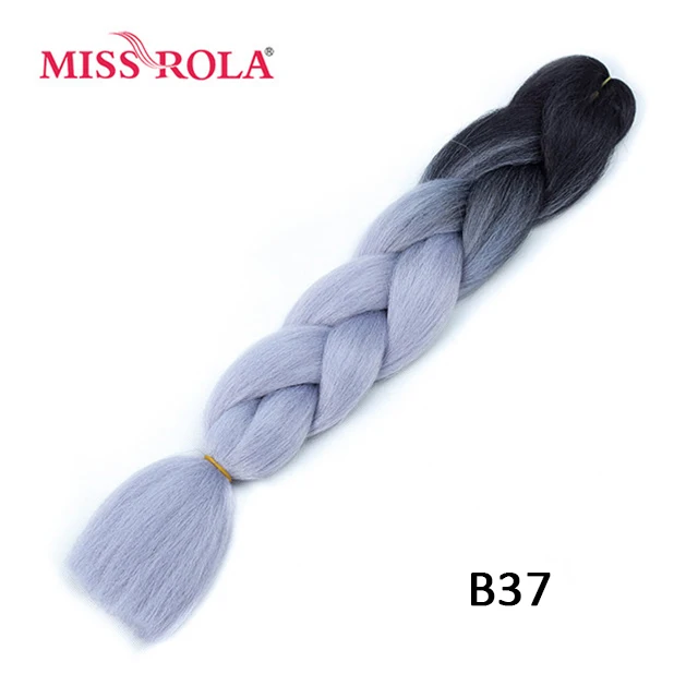 Miss Rola Synthetic Support Wholesale 100g 24 Inch Jumbo BraidsPink Green Yellow High Temperature Fiber Ombre Hair Extensions B37