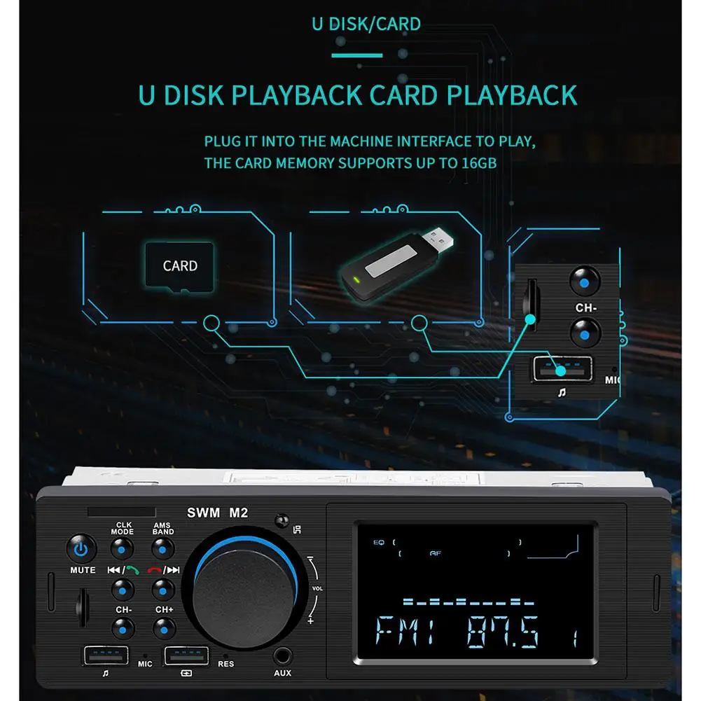 Автомобильный Радио FM Авторадио Bluetooth мультимедийный MP3 плеер Автомобильный стерео 12 В Авто Аудио Радио пульт дистанционного управления музыкальный плеер FM Bluetooth