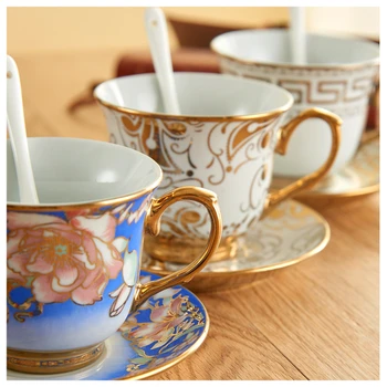 

British Porcelain Coffee Cup And Saucer sets Classic Ceramic Afternoon Tea cup Espresso Cup Milk cup Hotel home drinking ware
