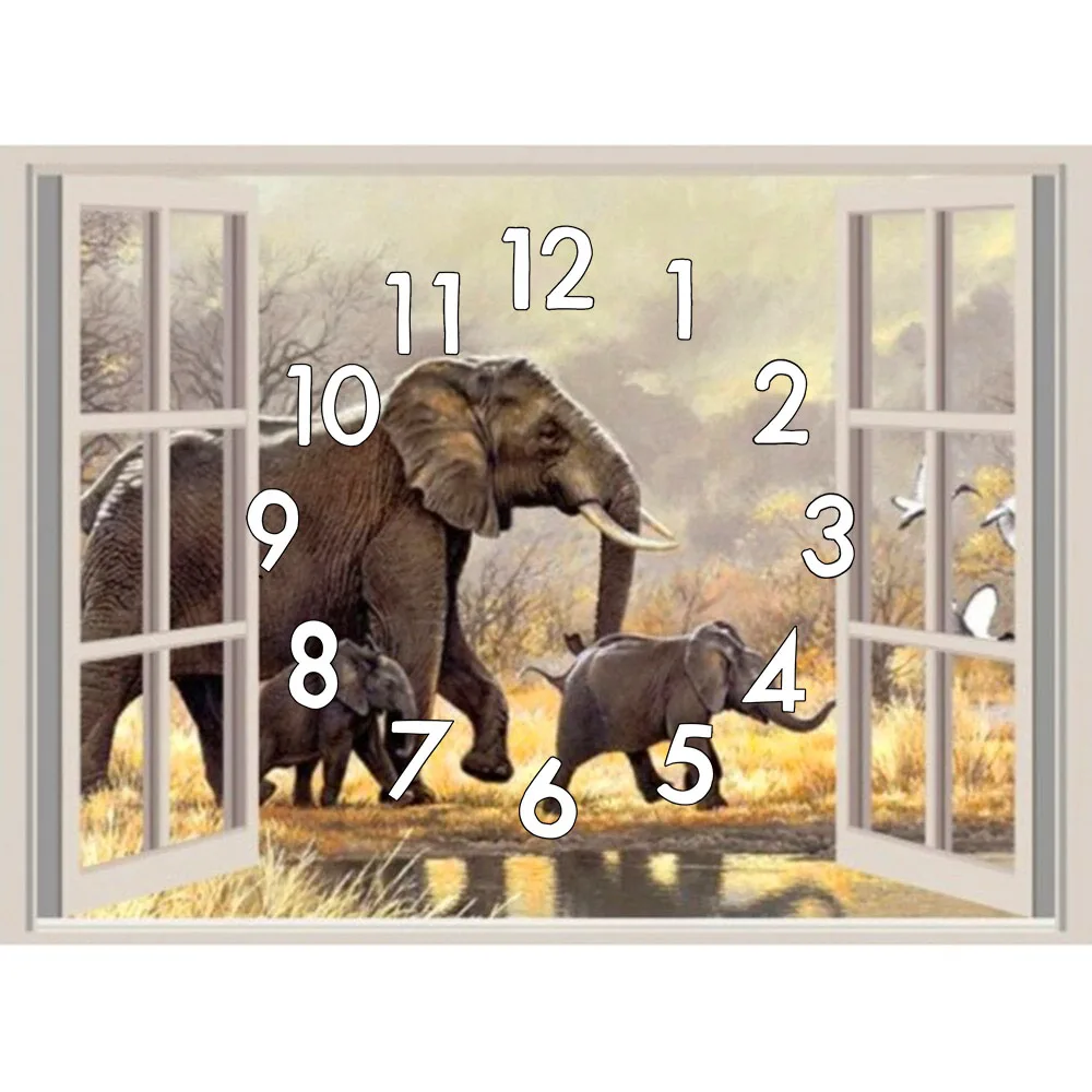 Kexinzu-Full-Square-Round-Drill-5D-DIY-Diamond-Painting-Window-elephant-family-3D-Embroidery-Cross-Stitch