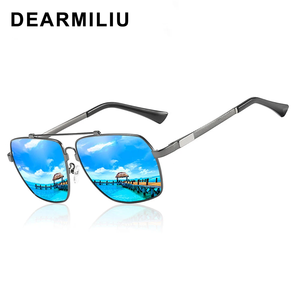 DEARMILIU, новинка, модные роскошные брендовые поляризованные солнцезащитные очки, UV400, металлический материал, квадратные линзы для gafas de sol hombre