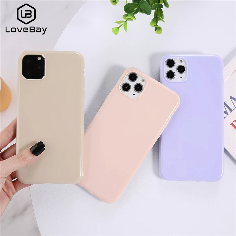 Lovebay Colorful Silicone Case For iPhone SE 2020 11Pro Max XR X XS 6 6S 7 8 Plus Cute Candy Color Soft Simple Bright Cover |