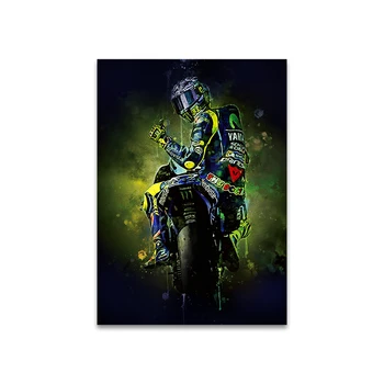 Valentino Rossi Italian Motorcycle Racer Painting Printed on Canvas 5