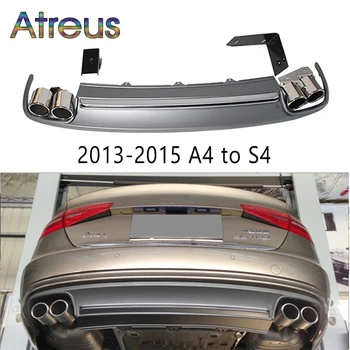 

1set A4 to S4 Style Grey PP Rear Bumper Diffuser spoiler With Car Exhaust PIpe For Audi A4 B8 B9 Accessories 2009-2012 2013-2015
