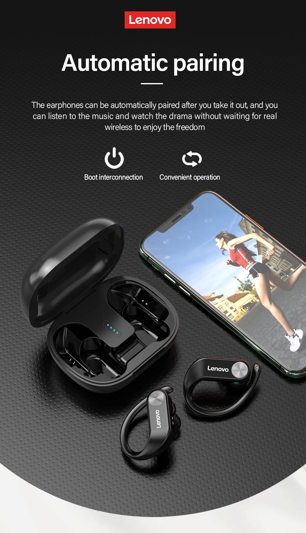 wireless bluetooth earbuds Lenovo TWS Bluetooth 5.0 Headphone Wireless Sports Earphone IPX5 Waterproof Low Gaming Delay Headset with Battery Display earphone