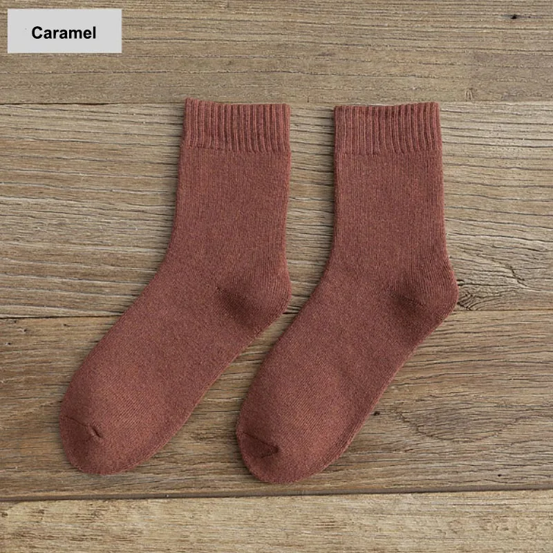 Caramel Носки-тапочки бесшовные зимние популярные 5 пар/уп. утолщенные махровые носки высокого качества горячая распродажа Женские носки для сна теплые зимние носки - Цвет: Caramel