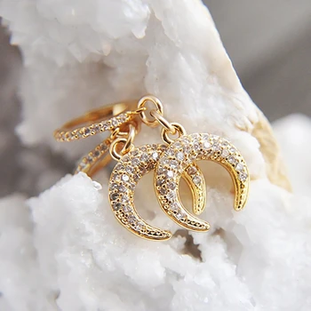 

Small Gold Moon Cubic Zirconia Crystal Hoop Earrings Women Crescent Moon Celestial Jewelry