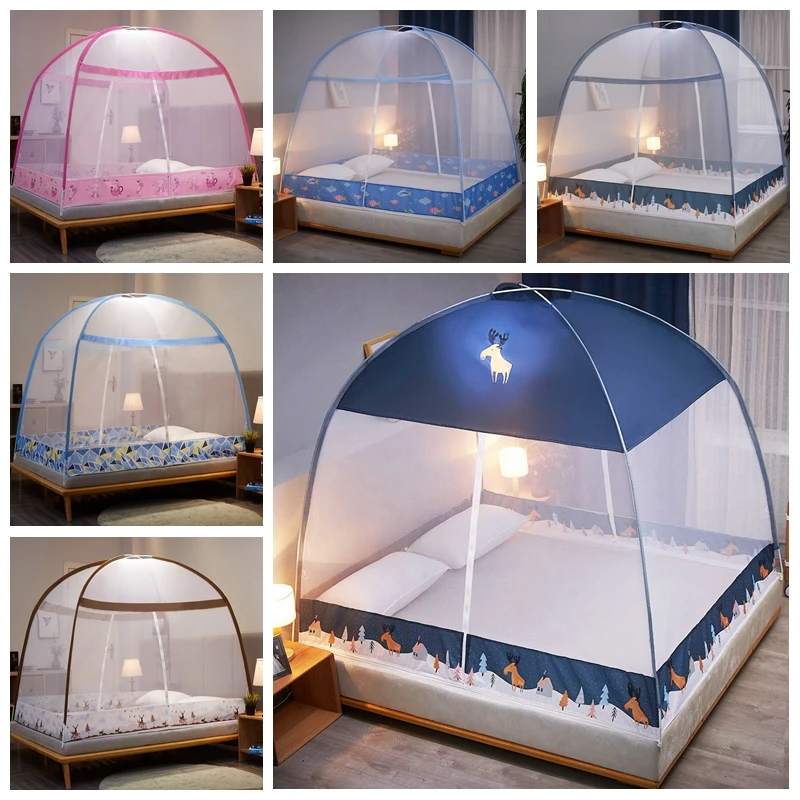 Mosquito Net Twin/queen/king Foldable Simple Bedroom Bed Zipper