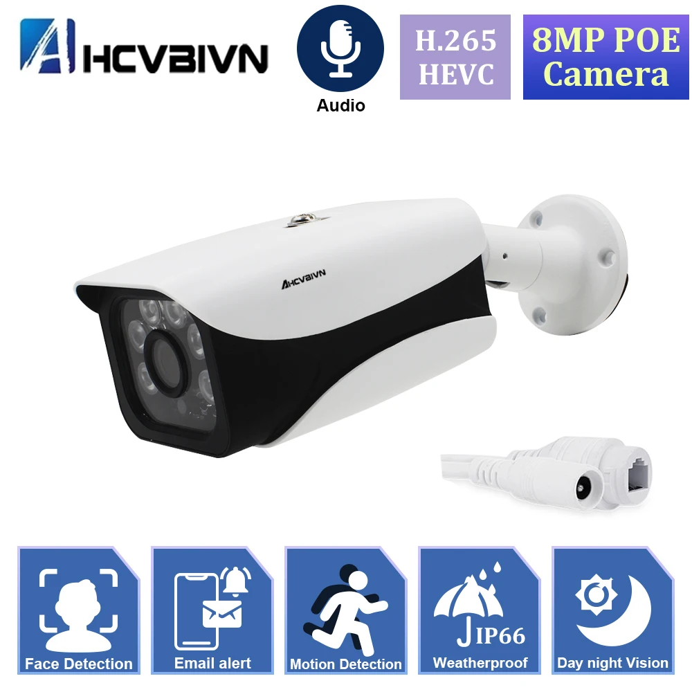 

IP CCTV Video Surveillance Camera Outdoor HD 5MP 4K Bullet Audio Security IP Camera POE Day Night Vision XMEYE