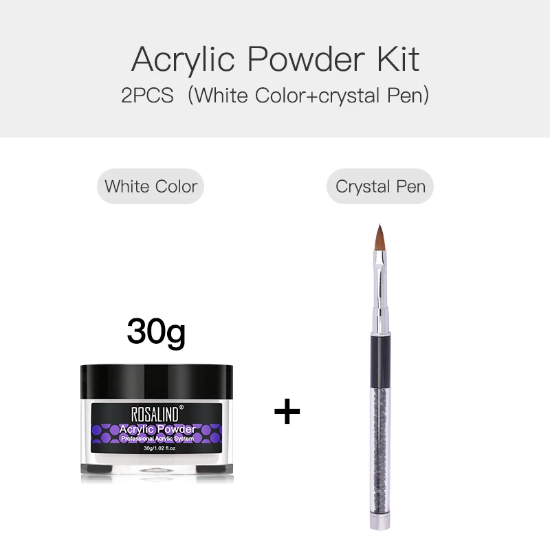 30g-2pcs-Set 1 Набор акриловых порошковых инструментов ROSALIND для вырезания кристаллов, полигель для наращивания ногтей, маникюрный набор, акриловый набор для ногтей - Цвет: 30g-2pcs-Set 1
