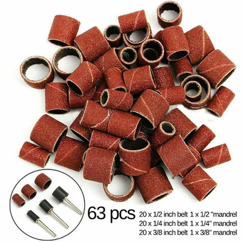 

63pcs/lot Sandpaper Sanding Drum with 1/2 3/8 1/4 Inch Sanding Mandrels Fit Rotary Tools for Sand Shape Groove Woods Fiberglass