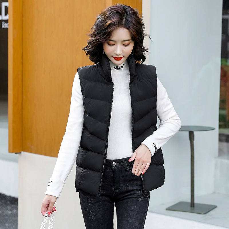 KRCVES Stand Collar Down Cotton Vest Women'S 2023 Autumn Winter New Korean Loose Warm Thickened Fashion Coat Waistcoat Lady