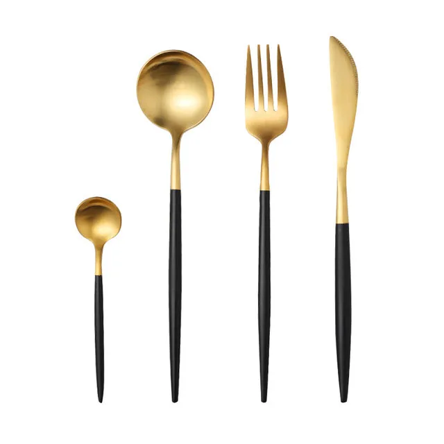 Набор посуды из нержавеющей стали, набор посуды, набор посуды столовые приборы, набор ножей, вилка, ложка - Цвет: Black Gold